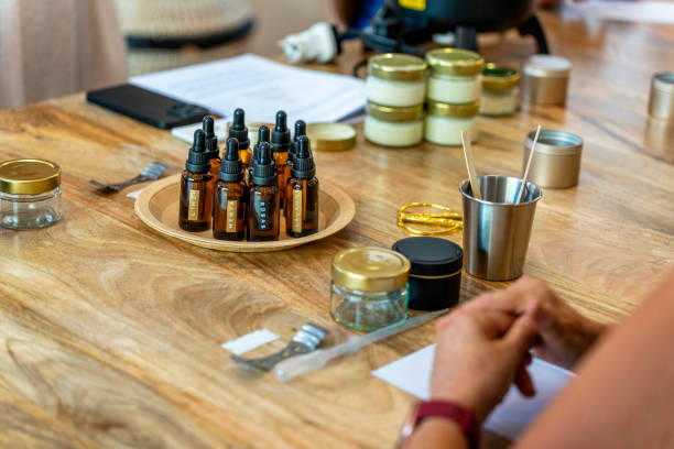 istock Soy candle workshop. Pure essences in candle jars. 1725644552