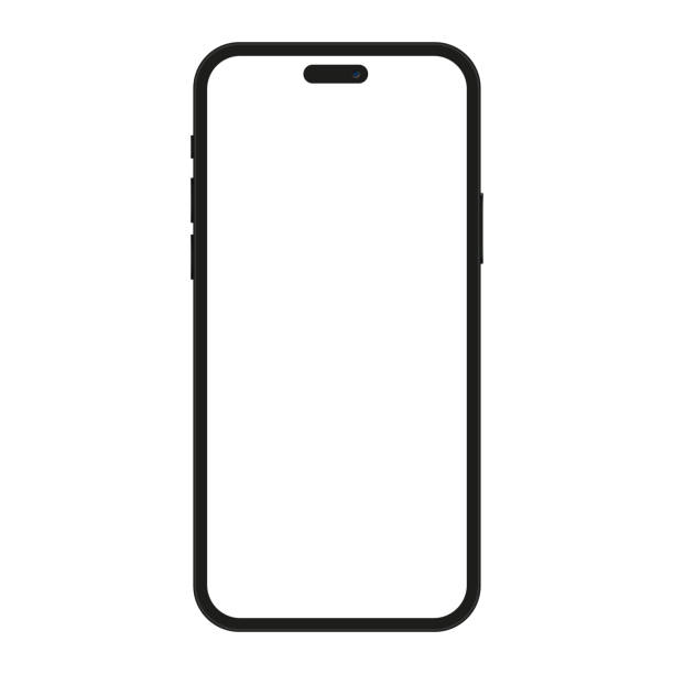 stockillustraties, clipart, cartoons en iconen met iphone 15 mockup with blank white screen in realistic, clay, flat vector, line style. mobile phone mockup front view. vector illustration. - iphone mockup