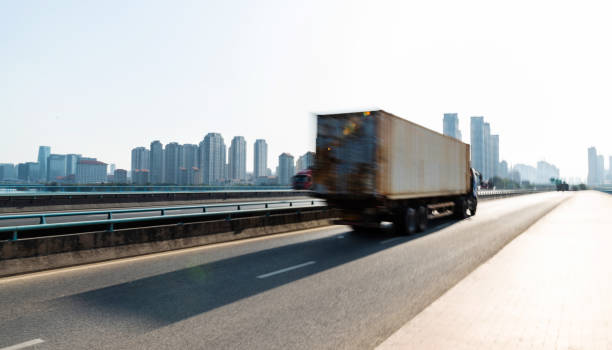 istock Truck speeding on city viaduct 1725734010