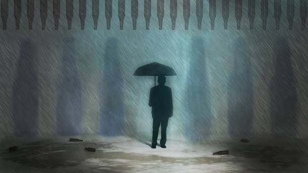 istock Staying Sober Metaphor - Alcohol Rains Down on Man Illustration 1725771980