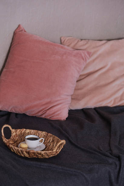 istock velvet pillows and gray blanket in the evening lighting 1725773092
