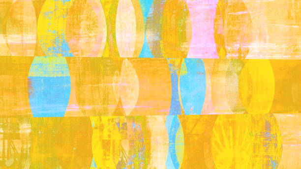 istock Retro mid-century-style abstract pop art background. Yellow, pink and blue. 1725788696