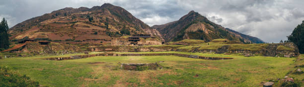 Historical heritage: complete view of Chavin de Huantar stock photo