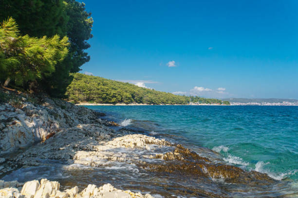 istock sea coast rocky beach in Seget, Trogir, Croatia 1725800633