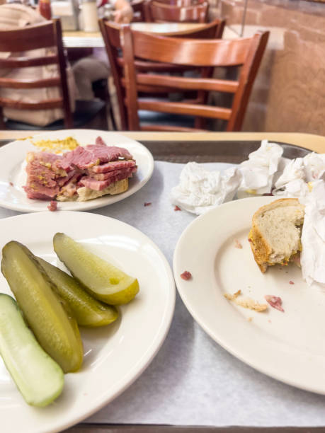 leftovers of lunch or dinner in a fast food restaurant