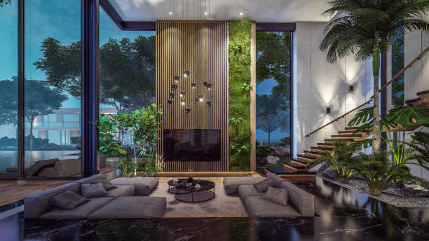 istock 3d rendering of expensive cozy interior with green walls in night 1725852291