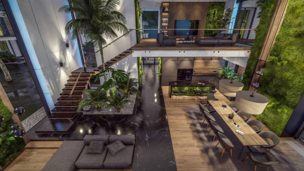 istock 3d rendering of expensive cozy interior with green walls in night 1725852826