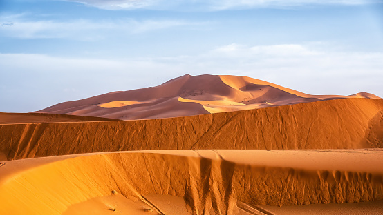Erg Chebbi sand dunes in the Sahara desert near Merzouga, Morocco, North Africa
