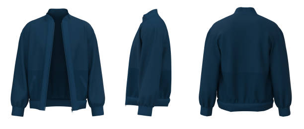 istock Navy Blue Jacket isolated. Sweater jacket with zipper 1725926246