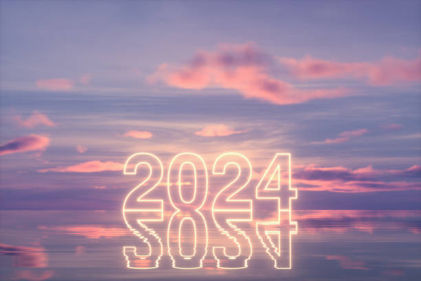 istock 2024 new year neon light text on sea 1725929617