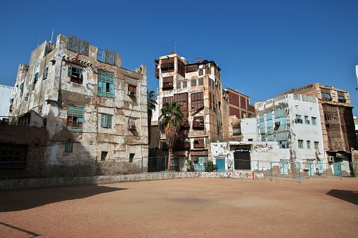 Jeddah, Saudi Arabia - 09 Mar 2020: The vintage house in Al-balad district of Jeddah, Saudi Arabia