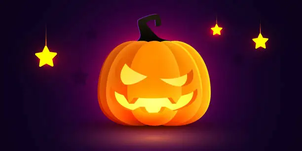 Vector illustration of Cute Halloween pumpkin.