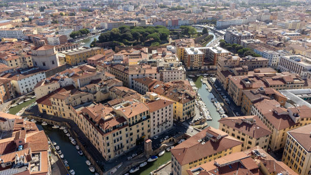 city aerial view from livorno in tuscany italy city aerial view from livorno in tuscany italy livorno stock pictures, royalty-free photos & images