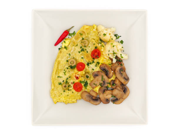 istock Omelette with mushrooms and cauliflower isolated on white background 1725998871