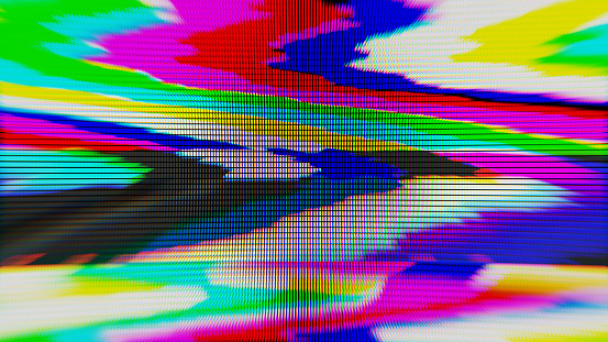 TV screen glitch or color bars distortion
