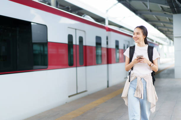 istock Woman passenger traveling and using technology. 1726022360
