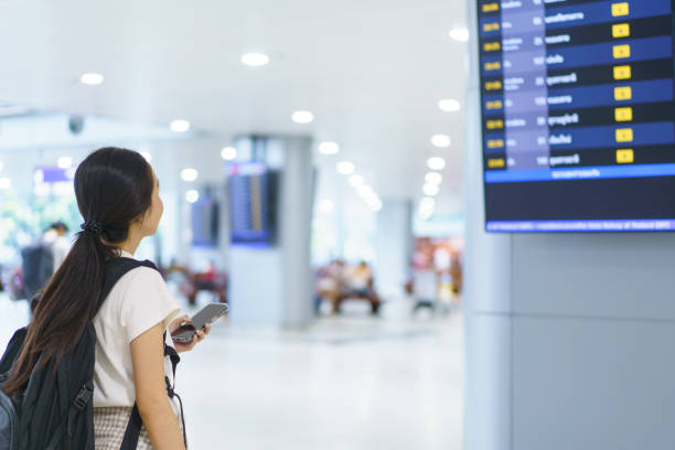 istock Woman passenger traveling and using technology. 1726022896