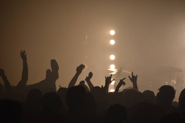 Colorful concert lights on empty stage for design purpose