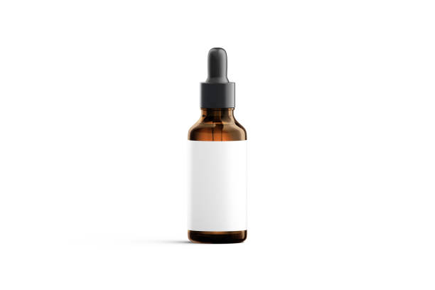istock Blank transparent amber glass dropper bottle with white label mockup 1726042174