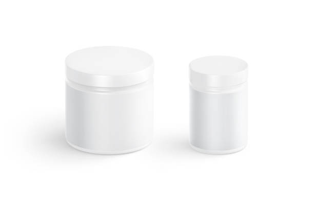 istock Blank white vitamin jar mockup set, side view 1726044580
