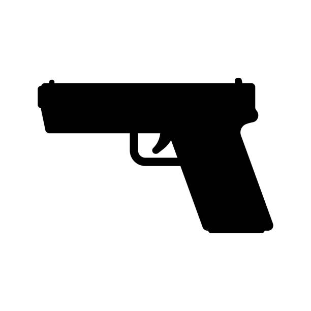 ilustrações de stock, clip art, desenhos animados e ícones de gun silhouette icon symbol simple design - airsoft gun