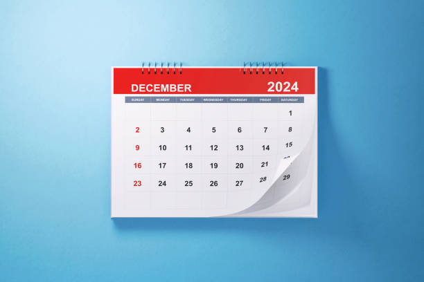 istock 2024 December Calendar on Blue Background 1726053572