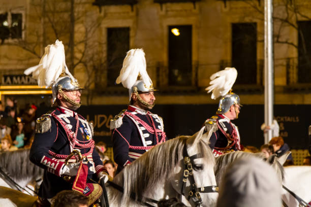 Madrid, Spain - January 5, 2023: Part of Three Wise Men (or Three Kings) traditional parade, on the eve of the Epiphany celebration, in Madrid, Spain.