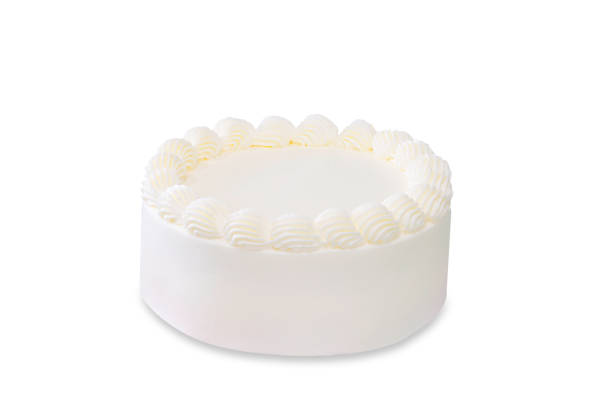 istock Homemade cake on white isolated background with clipping paths. Plain sponge cake frosting with dairy whipped cream to present soft and lite. Bakery concept for birthday cake or valentine dessert. 1726073809
