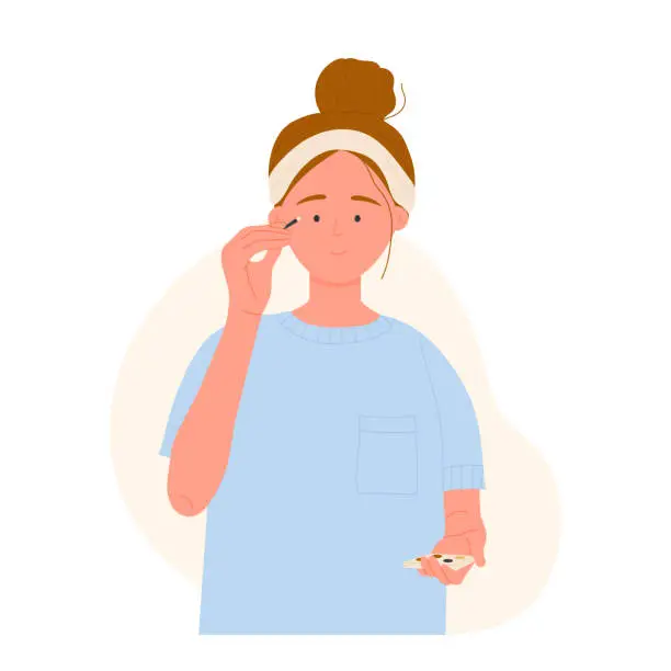 Vector illustration of Girl applying eyeshadows.