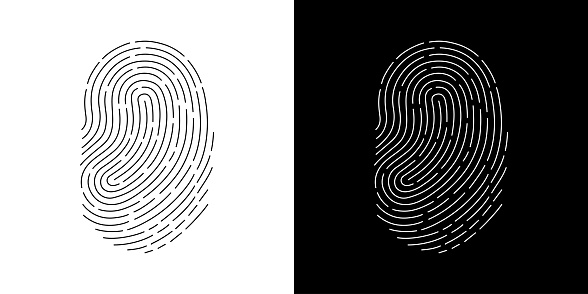 Fingerprint icon. Simple vector illustration on black and white background, vector 10 eps.