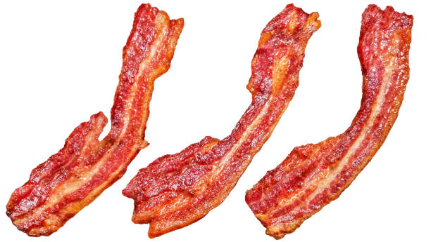 istock Freshly Fried Sizzling Crispy Crunchy Gourmet Bacon Slices Isolated On White Background High Resolution Stock Image 1726089486