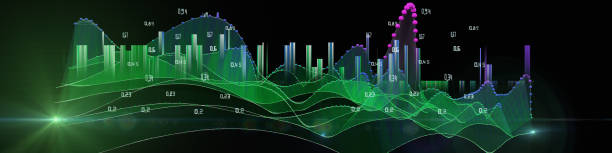 istock Abstract  background waving wireframe grid from color spheres and data lines on dark. Technology concept data grid.  Banner for business, science and technology data analytics. Big Data. 1726098402