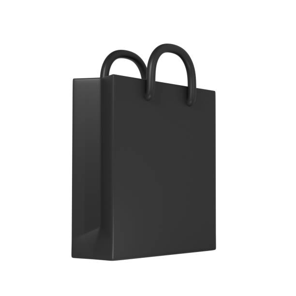 istock 3d render Black Friday illustration with modern dark shopping bag mock up design. Discount, special offers promotion, shop advertisement 1726182292