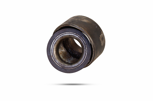 Close up of old bearing isolated on white background with clipping path.