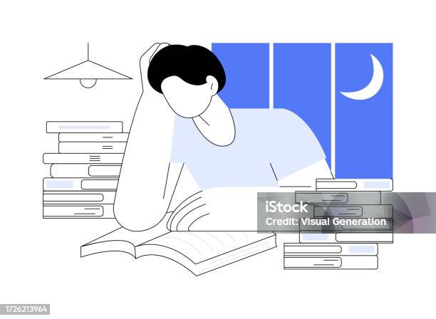Student Late Vector Study Late At Night Isolated Cartoon Vector Illustrations Stock ...