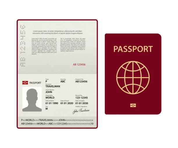 Vector illustration of Passport Template. International ID. Travel Document. Vector Illustration