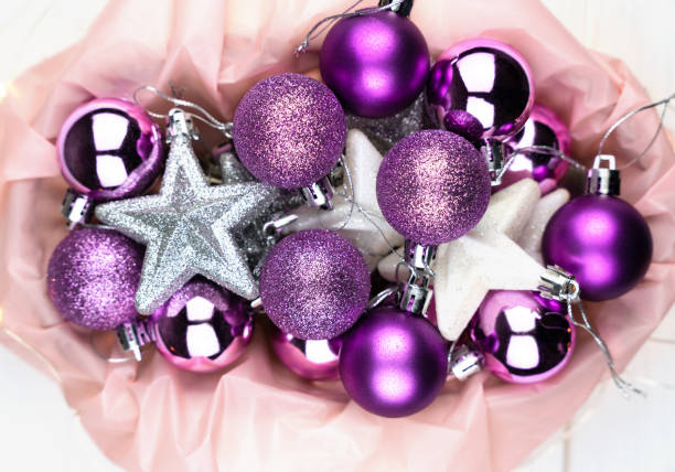 istock Bright beautiful Christmas decorations in a basket. Christmas tree decorations, festive mood. Top view. Close-up. Selective focus. 1726218033