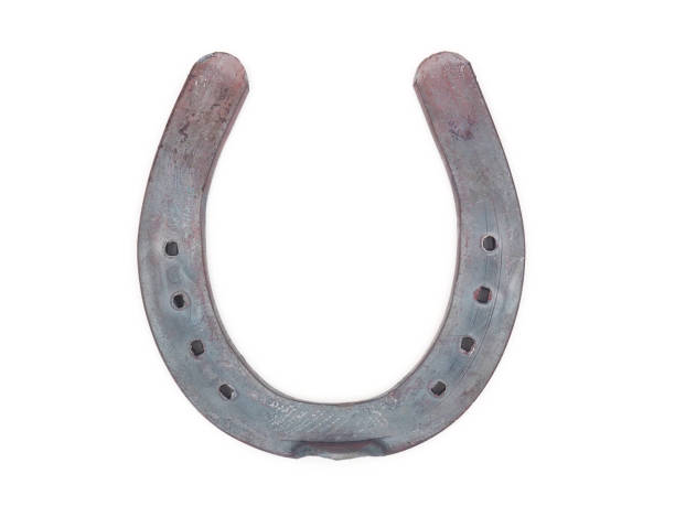 白い背景にラッキーメタルの馬蹄形 - horseshoe rusty isolated luck ストックフォトと画像