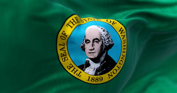 istock Close-up of Washington state flag waving 1726221024