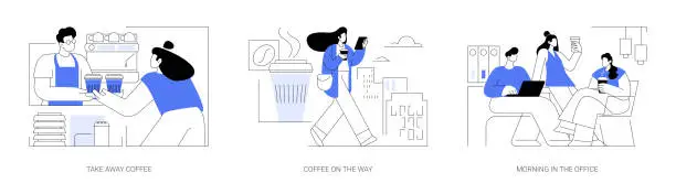 Vector illustration of Morning coffee isolated cartoon vector illustrations se