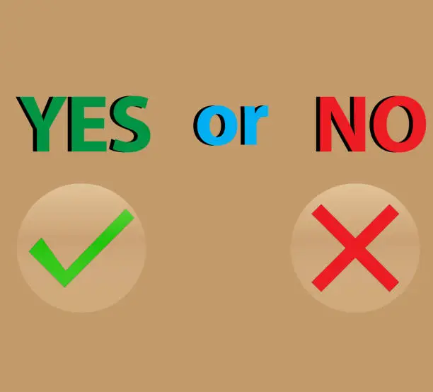Vector illustration of Yes or no choice. vector illustration. Checkmark cross icon set. Checkmark the right symbol tick sign. cross on white background. Isolated vector sign symbol.