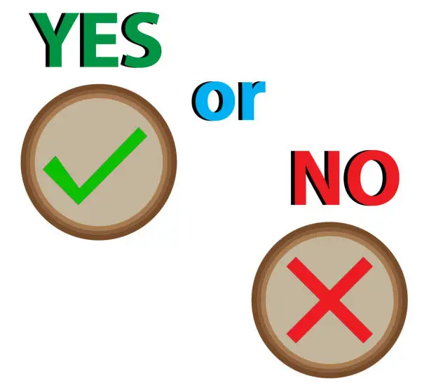 Vector illustration of Yes or no choice. vector illustration. Checkmark cross icon set. Checkmark the right symbol tick sign. cross on white background. Isolated vector sign symbol.