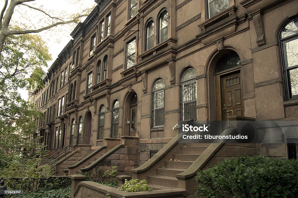 Brooklyn Brownstownes - Foto de stock de Portal libre de derechos