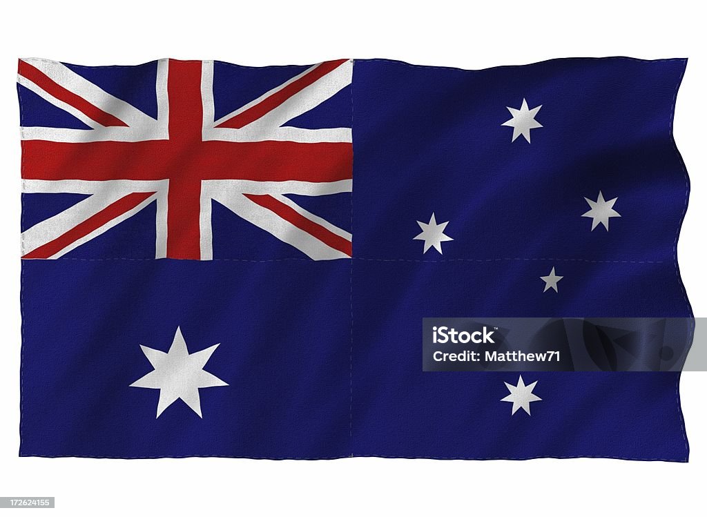 Bandiera 3D Australia su bianco - Foto stock royalty-free di Bandiera dell'Australia