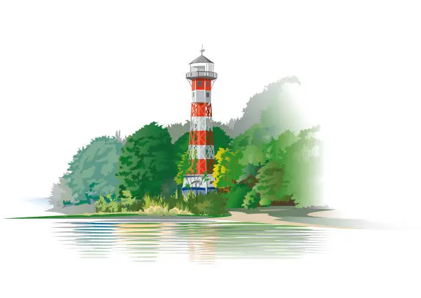 Vector illustration of Wittenbergen Lighthouse