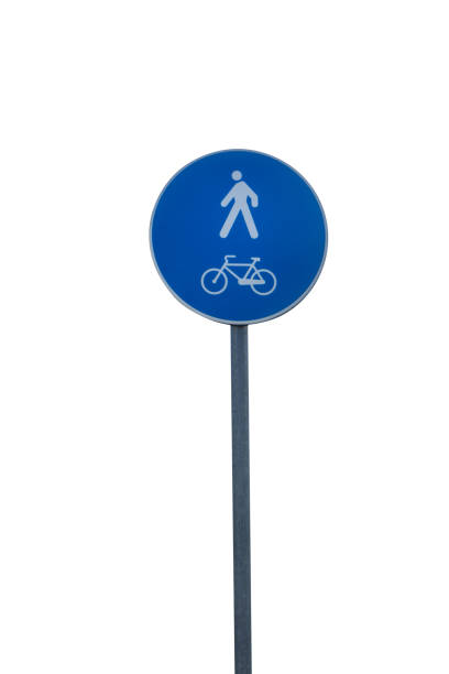 bicycle and pedestrian lane road sign on a transparent background