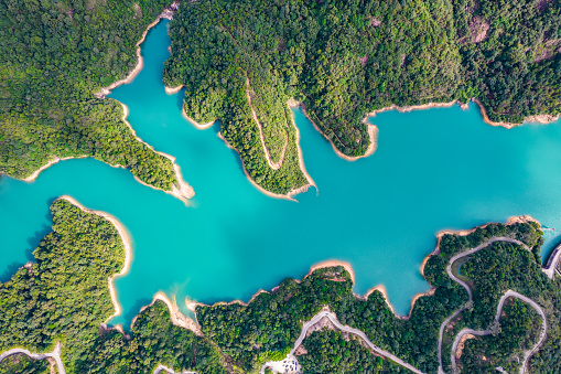 Aerial view of  Dafengmen Reservoir(大封门水库) at Guangzhou