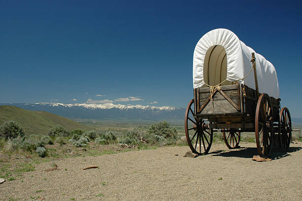 A covered wagon on the Lewis Trail