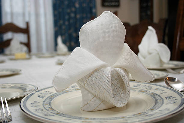 Folded Dinner Napkins stock photo