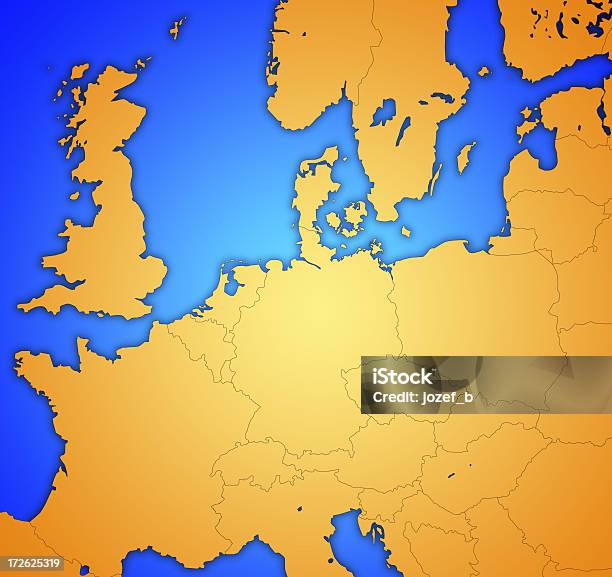 European Map With Centered Highlight Stock Photo - Download Image Now - Map, Netherlands, Russia